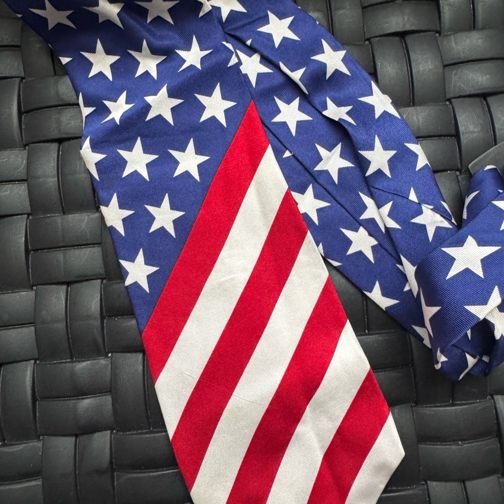Red and White Patriotic Silk Necktie tie USA